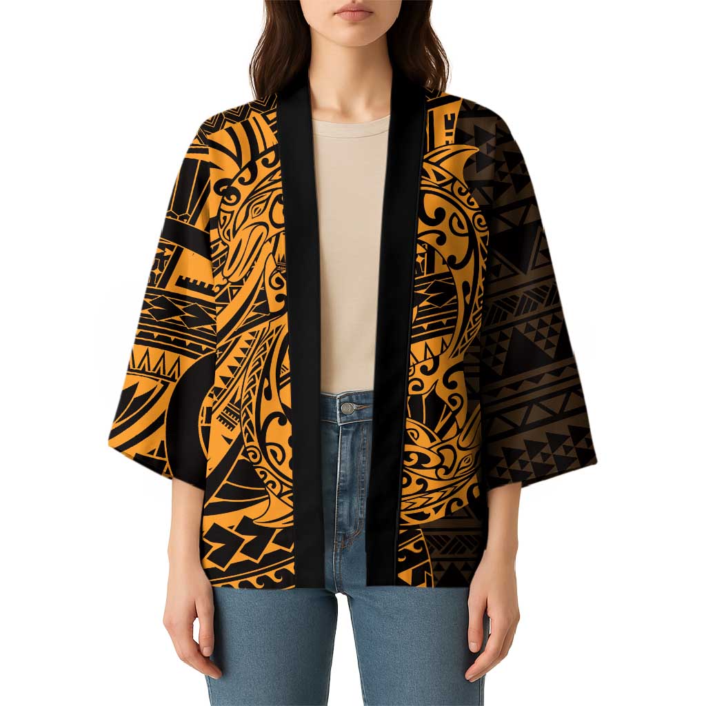 Gold Couple Dolphins Maori Polynesian Style Kimono LT9 - Polynesian Pride