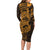 Gold Couple Dolphins Maori Polynesian Style Long Sleeve Bodycon Dress