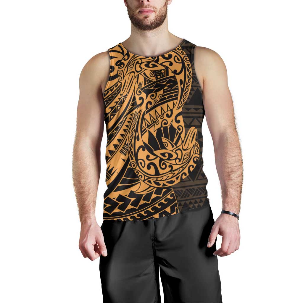 Gold Couple Dolphins Maori Polynesian Style Men Tank Top LT9 - Polynesian Pride