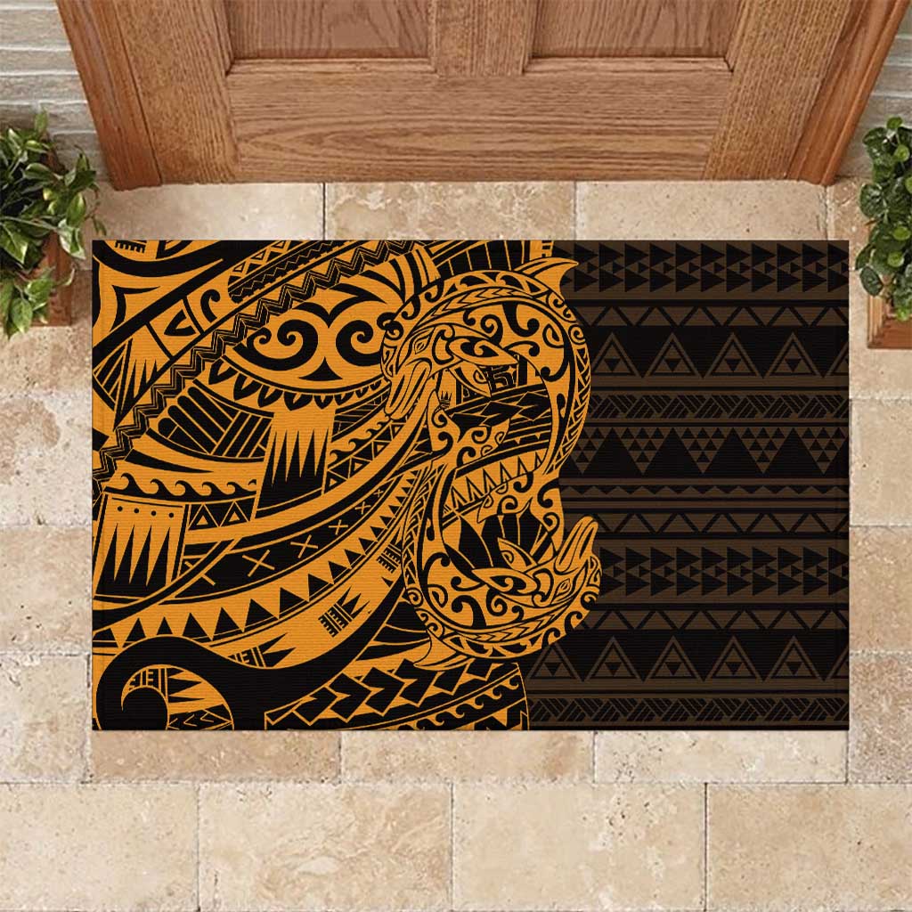 Gold Couple Dolphins Maori Polynesian Style Rubber Doormat LT9 Gold - Polynesian Pride