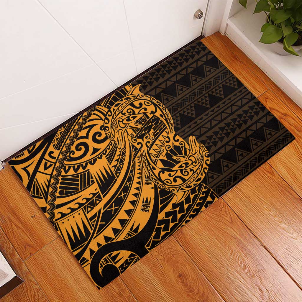 Gold Couple Dolphins Maori Polynesian Style Rubber Doormat LT9 - Polynesian Pride