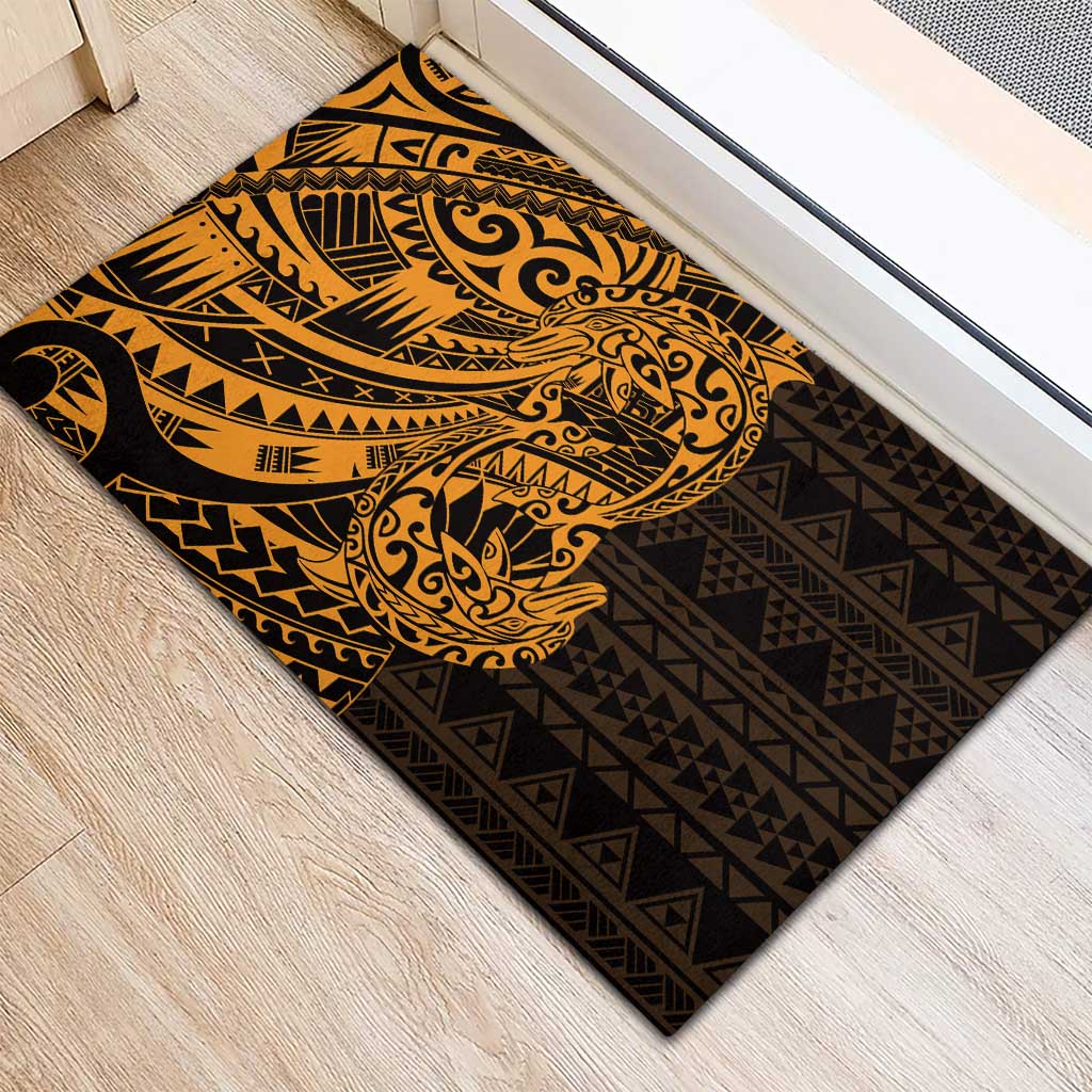 Gold Couple Dolphins Maori Polynesian Style Rubber Doormat LT9 - Polynesian Pride