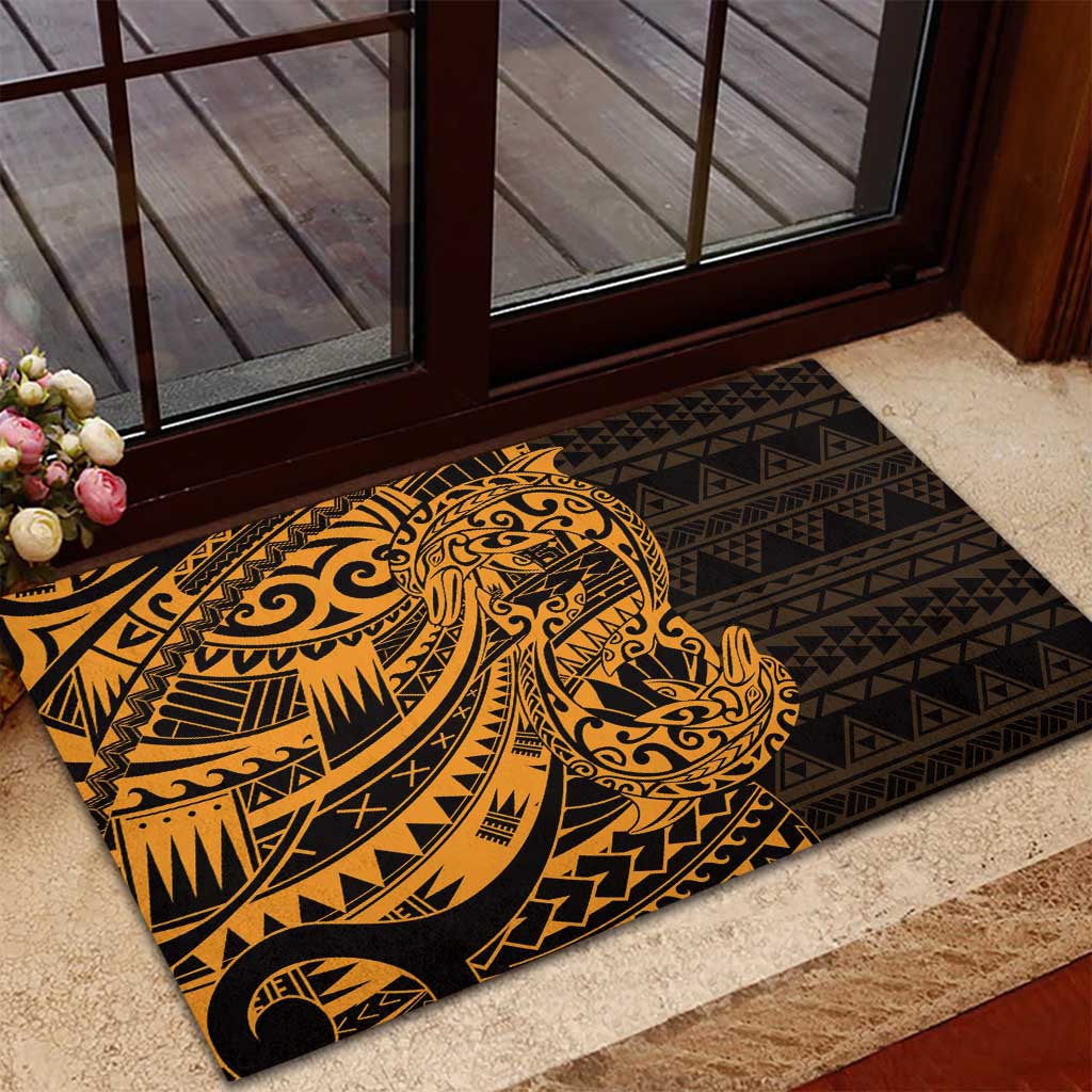 Gold Couple Dolphins Maori Polynesian Style Rubber Doormat LT9 - Polynesian Pride
