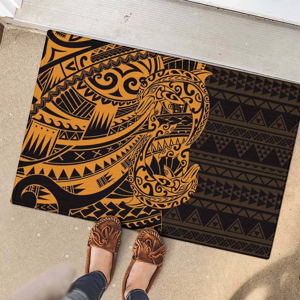 Gold Couple Dolphins Maori Polynesian Style Rubber Doormat LT9 - Polynesian Pride