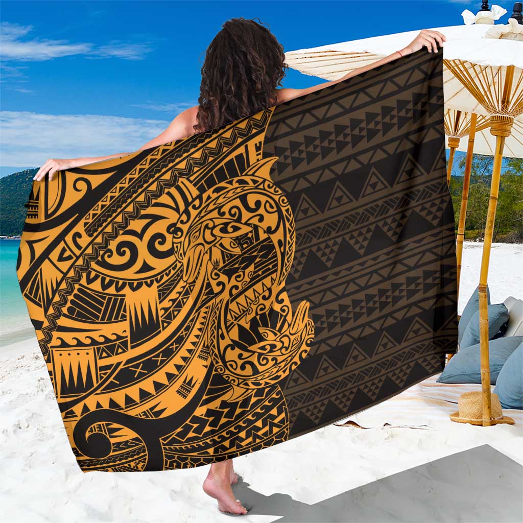 Gold Couple Dolphins Maori Polynesian Style Sarong LT9 One Size 44 x 66 inches Gold - Polynesian Pride
