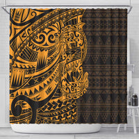 Gold Couple Dolphins Maori Polynesian Style Shower Curtain LT9 - Polynesian Pride