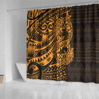 Gold Couple Dolphins Maori Polynesian Style Shower Curtain LT9 - Polynesian Pride
