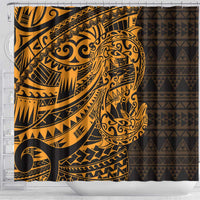 Gold Couple Dolphins Maori Polynesian Style Shower Curtain LT9 - Polynesian Pride