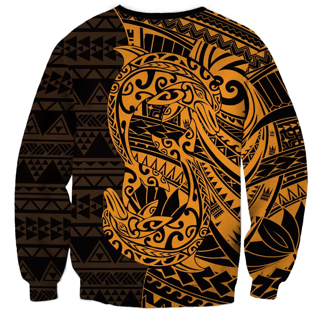 Gold Couple Dolphins Maori Polynesian Style Sweatshirt LT9 - Polynesian Pride