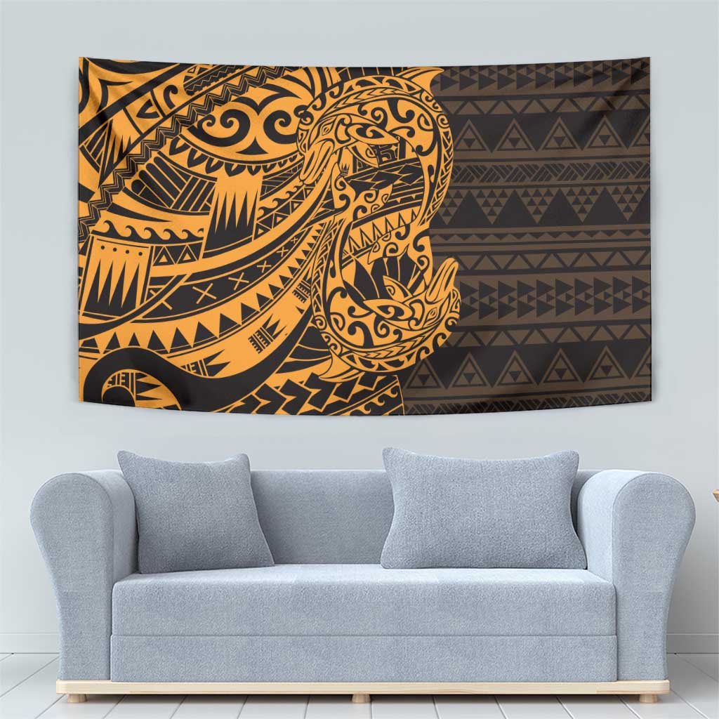 Gold Couple Dolphins Maori Polynesian Style Tapestry LT9 - Polynesian Pride