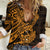 Gold Couple Dolphins Maori Polynesian Style Women Casual Shirt