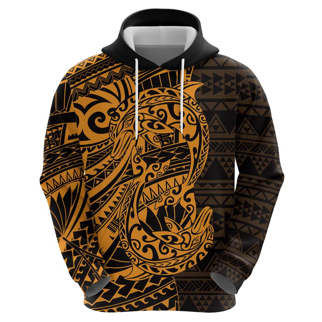 Gold Couple Dolphins Maori Polynesian Style Zip Hoodie LT9 - Polynesian Pride