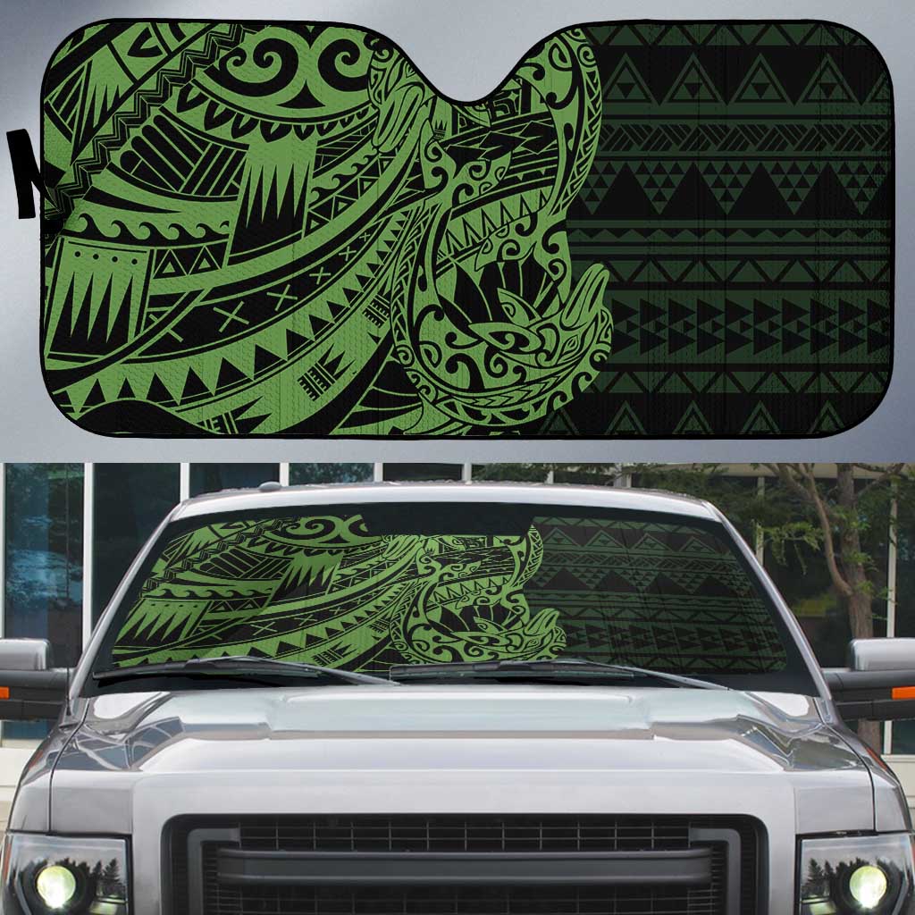 Green Couple Dolphins Maori Polynesian Style Auto Sun Shade LT9 Green - Polynesian Pride