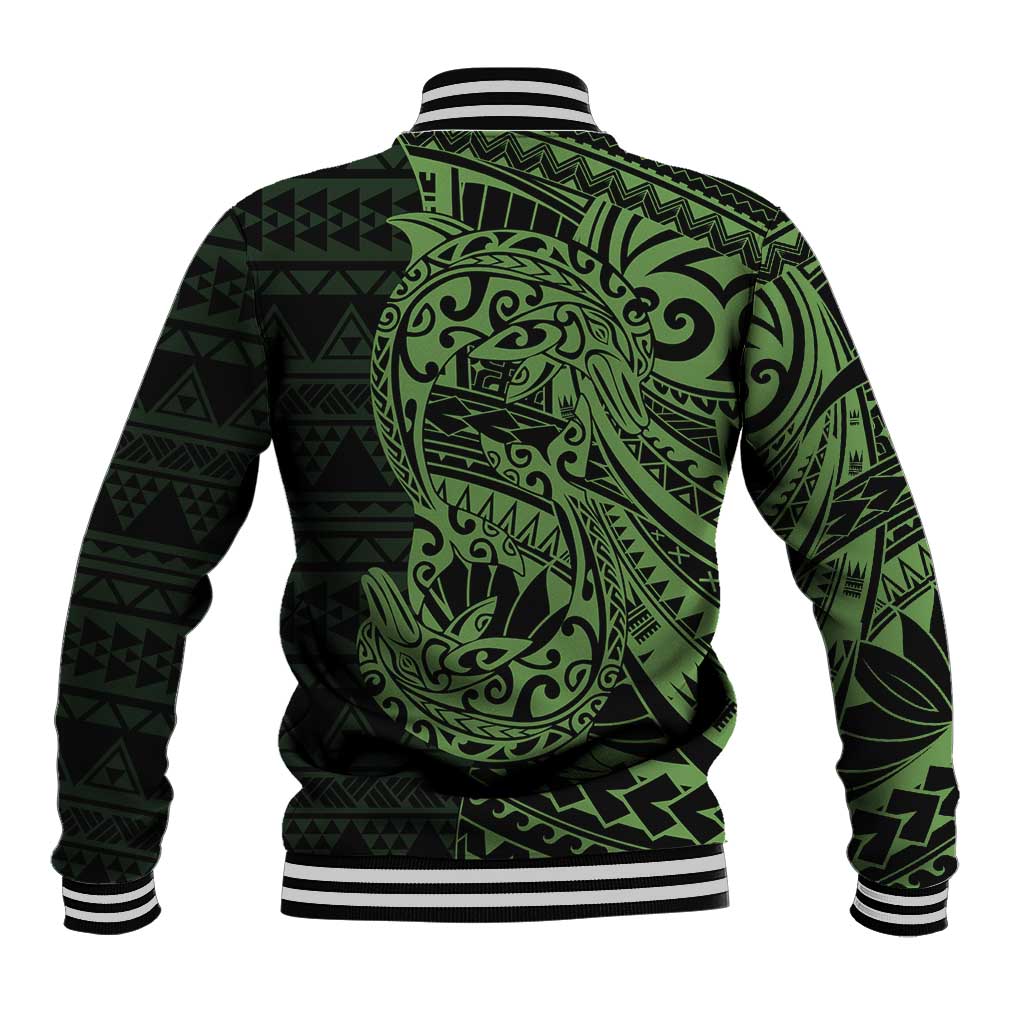 Green Couple Dolphins Maori Polynesian Style Baseball Jacket LT9 - Polynesian Pride