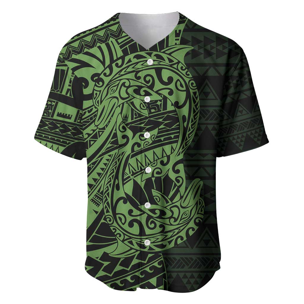 Green Couple Dolphins Maori Polynesian Style Baseball Jersey LT9 Green - Polynesian Pride