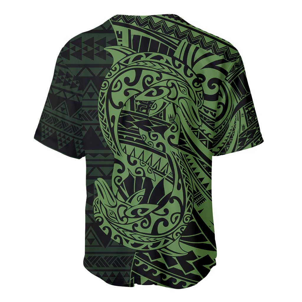 Green Couple Dolphins Maori Polynesian Style Baseball Jersey LT9 - Polynesian Pride