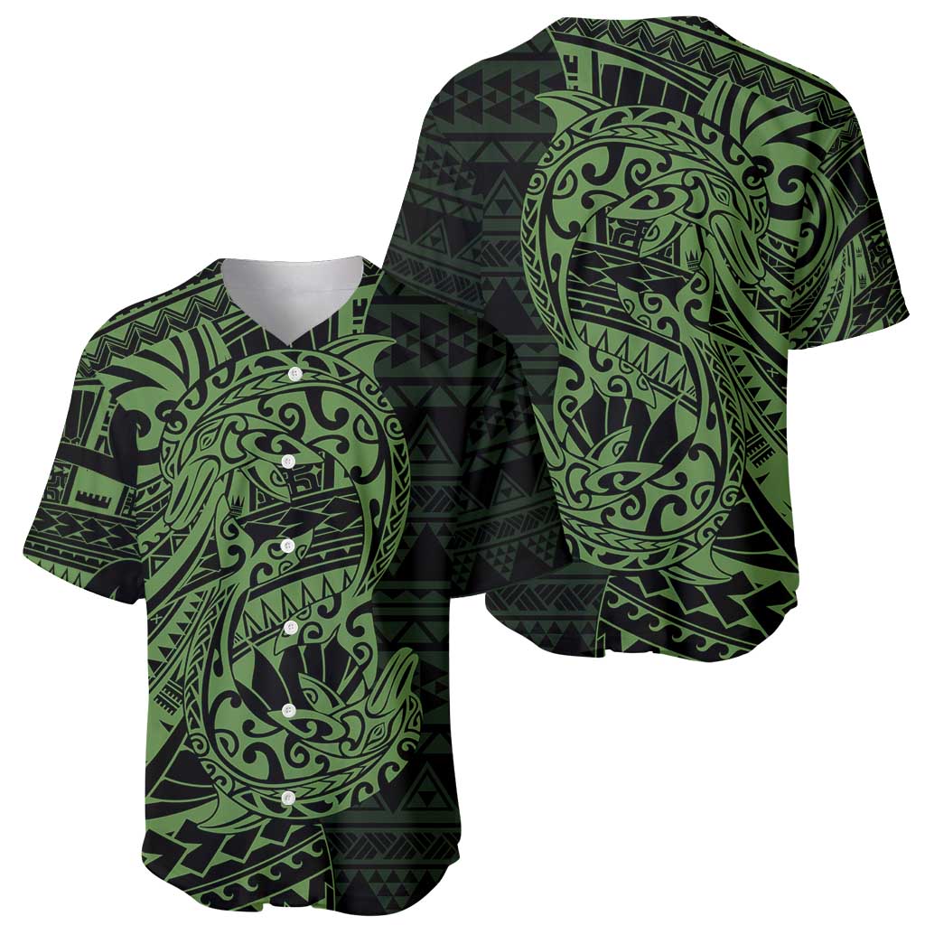Green Couple Dolphins Maori Polynesian Style Baseball Jersey LT9 - Polynesian Pride