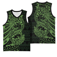 Green Couple Dolphins Maori Polynesian Style Basketball Jersey LT9 - Polynesian Pride