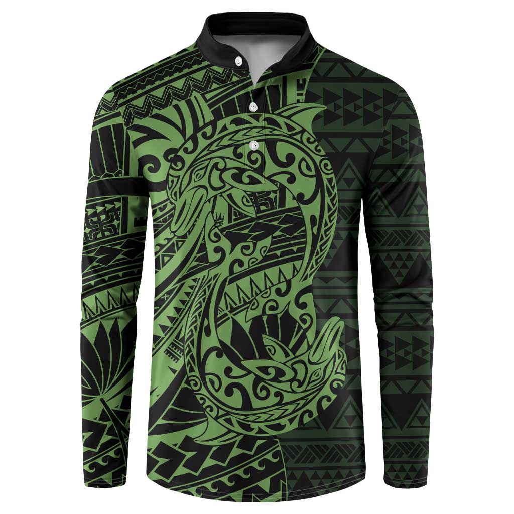 Green Couple Dolphins Maori Polynesian Style Button Sweatshirt LT9 Green - Polynesian Pride