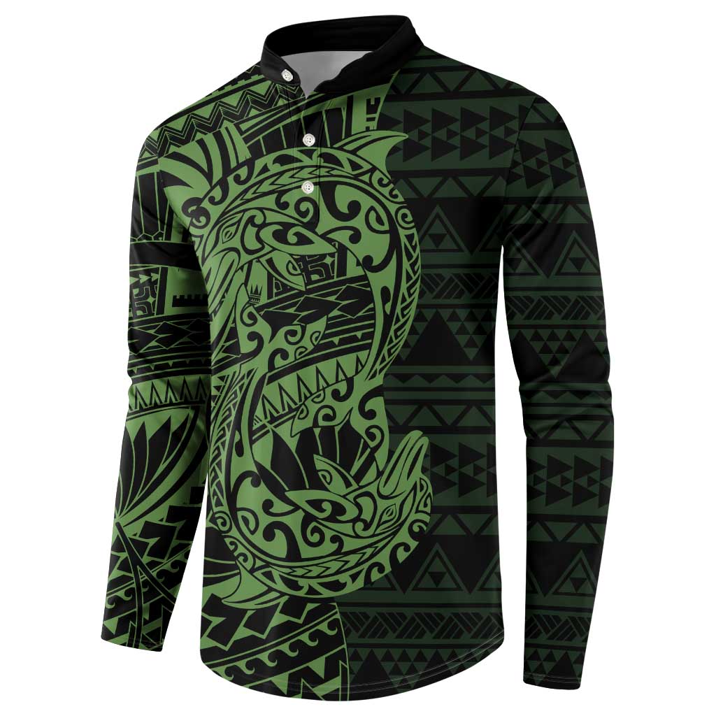 Green Couple Dolphins Maori Polynesian Style Button Sweatshirt LT9 - Polynesian Pride