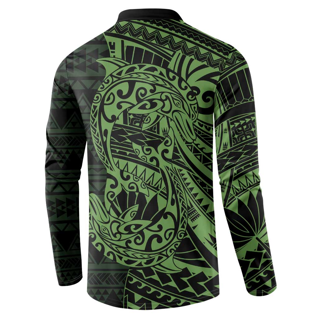 Green Couple Dolphins Maori Polynesian Style Button Sweatshirt LT9 - Polynesian Pride