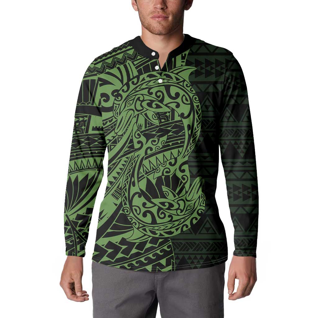 Green Couple Dolphins Maori Polynesian Style Button Sweatshirt LT9 - Polynesian Pride