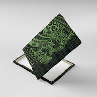 Green Couple Dolphins Maori Polynesian Style Canvas Wall Art LT9 With Frame Green - Polynesian Pride