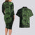 Green Couple Dolphins Maori Polynesian Style Couples Matching Long Sleeve Bodycon Dress and Hawaiian Shirt