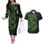 Green Couple Dolphins Maori Polynesian Style Couples Matching Off The Shoulder Long Sleeve Dress and Hawaiian Shirt