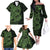 Green Couple Dolphins Maori Polynesian Style Family Matching Off The Shoulder Long Sleeve Dress and Hawaiian Shirt