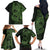 Green Couple Dolphins Maori Polynesian Style Family Matching Off The Shoulder Long Sleeve Dress and Hawaiian Shirt