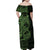 Green Couple Dolphins Maori Polynesian Style Family Matching Off Shoulder Maxi Dress and Hawaiian Shirt