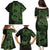 Green Couple Dolphins Maori Polynesian Style Family Matching Puletasi and Hawaiian Shirt