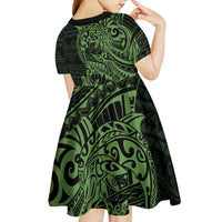 Green Couple Dolphins Maori Polynesian Style Kid Short Sleeve Dress LT9 - Polynesian Pride