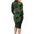 Green Couple Dolphins Maori Polynesian Style Long Sleeve Bodycon Dress