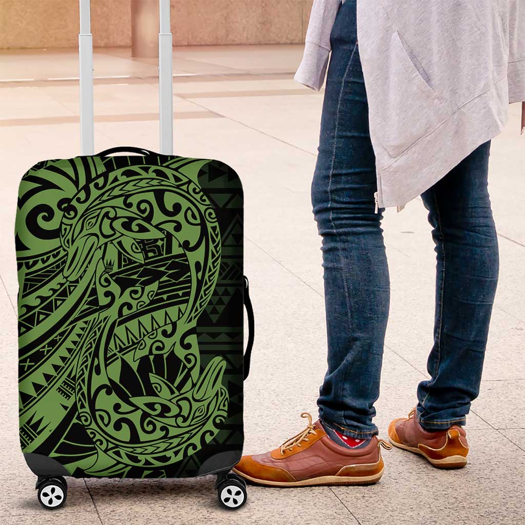 Green Couple Dolphins Maori Polynesian Style Luggage Cover