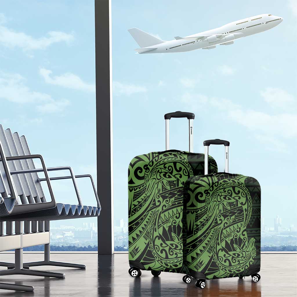 Green Couple Dolphins Maori Polynesian Style Luggage Cover LT9 - Polynesian Pride