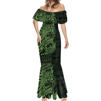 Green Couple Dolphins Maori Polynesian Style Mermaid Dress LT9 - Polynesian Pride