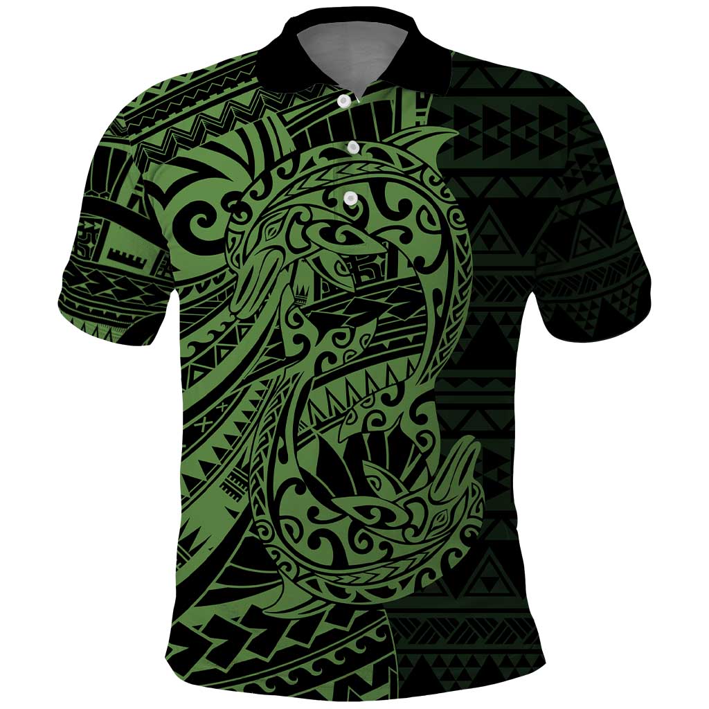 Green Couple Dolphins Maori Polynesian Style Polo Shirt LT9 Green - Polynesian Pride