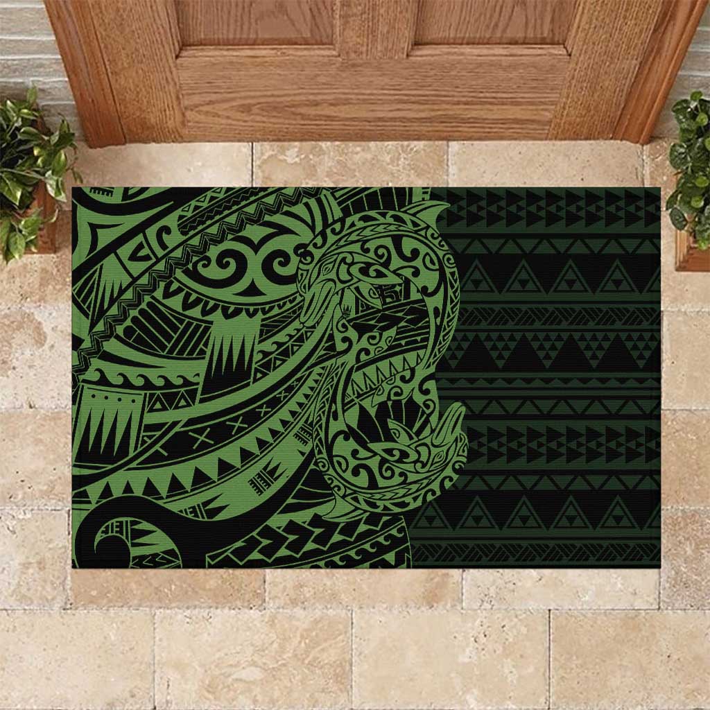 Green Couple Dolphins Maori Polynesian Style Rubber Doormat LT9 Green - Polynesian Pride