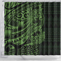Green Couple Dolphins Maori Polynesian Style Shower Curtain LT9 - Polynesian Pride