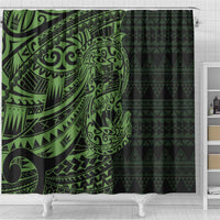 Green Couple Dolphins Maori Polynesian Style Shower Curtain LT9 - Polynesian Pride