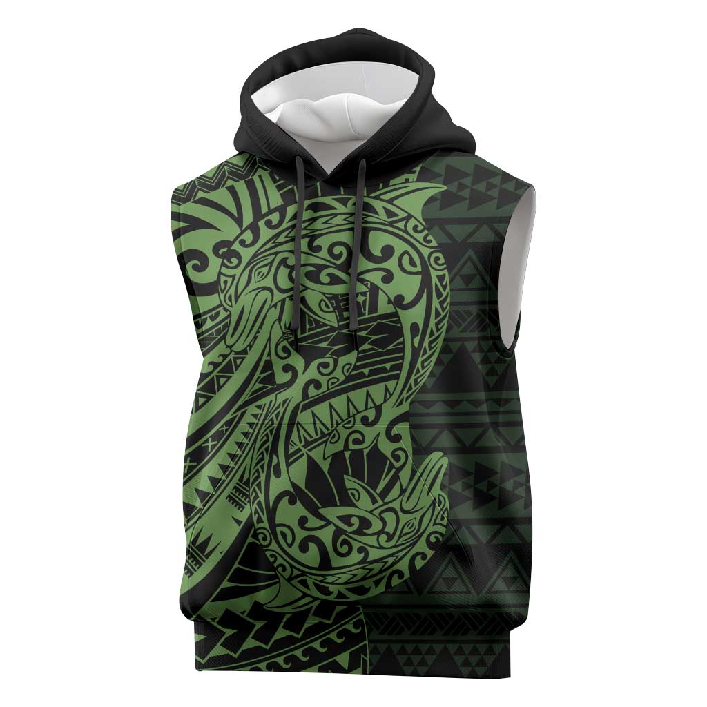 Green Couple Dolphins Maori Polynesian Style Sleeveless Hoodie LT9 Green - Polynesian Pride