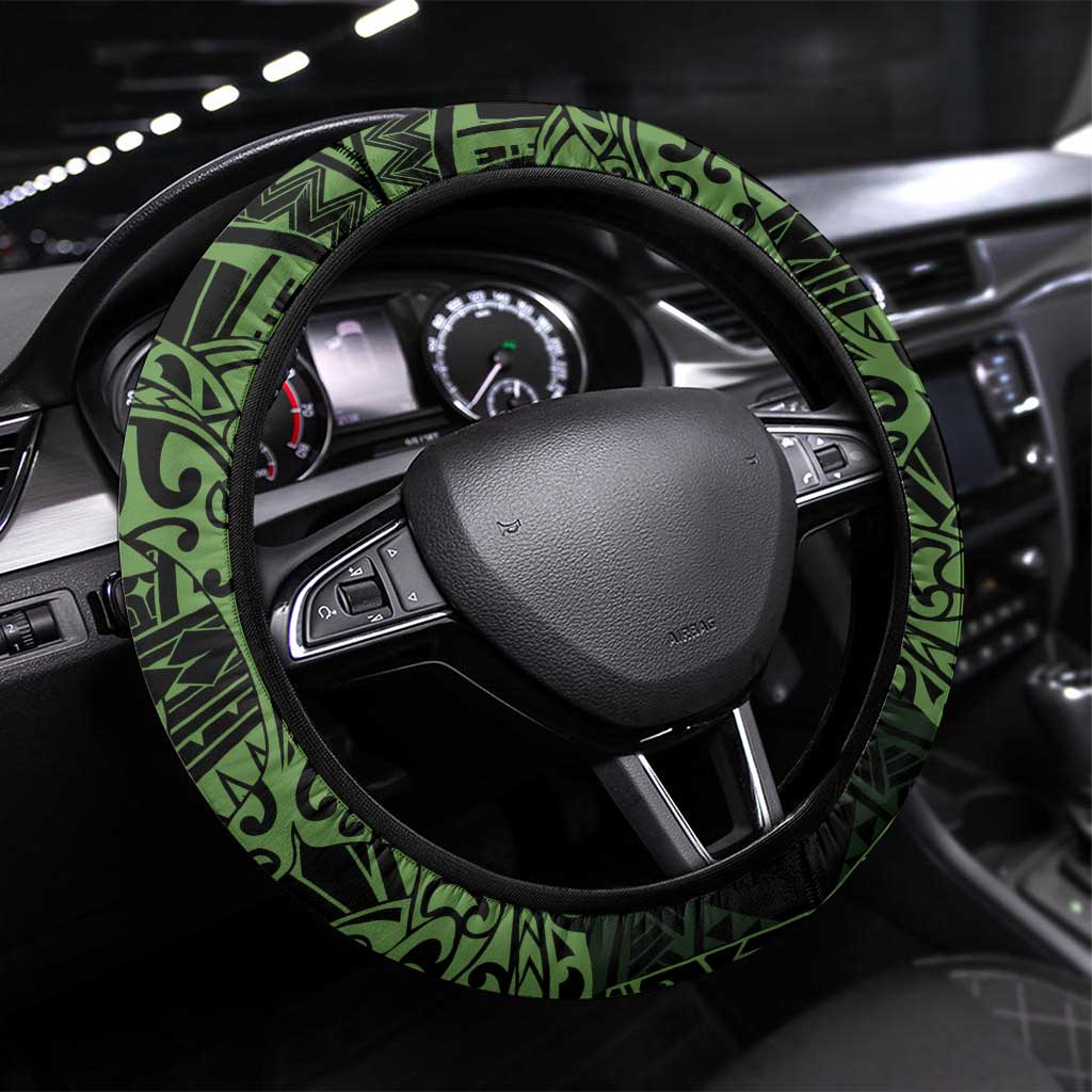 Green Couple Dolphins Maori Polynesian Style Steering Wheel Cover