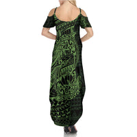 Green Couple Dolphins Maori Polynesian Style Summer Maxi Dress LT9 - Polynesian Pride