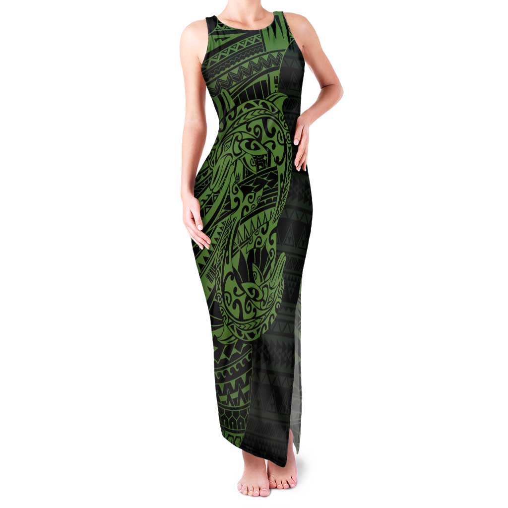 Green Couple Dolphins Maori Polynesian Style Tank Maxi Dress LT9 Women Green - Polynesian Pride