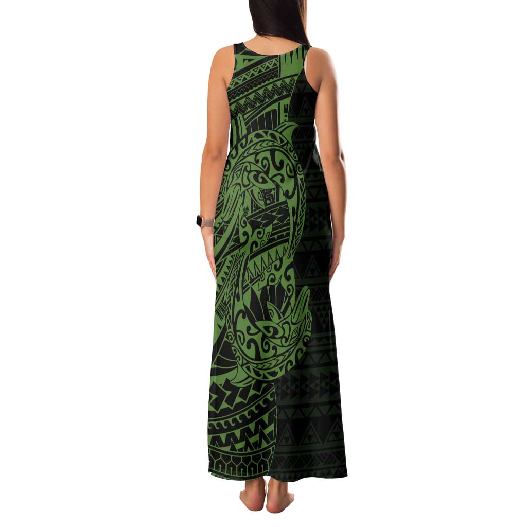 Green Couple Dolphins Maori Polynesian Style Tank Maxi Dress LT9 - Polynesian Pride
