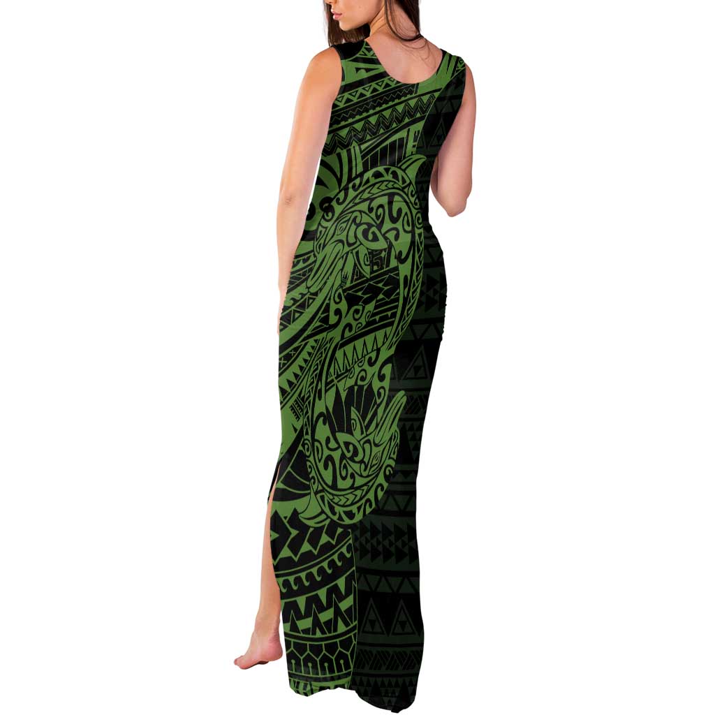 Green Couple Dolphins Maori Polynesian Style Tank Maxi Dress LT9 - Polynesian Pride