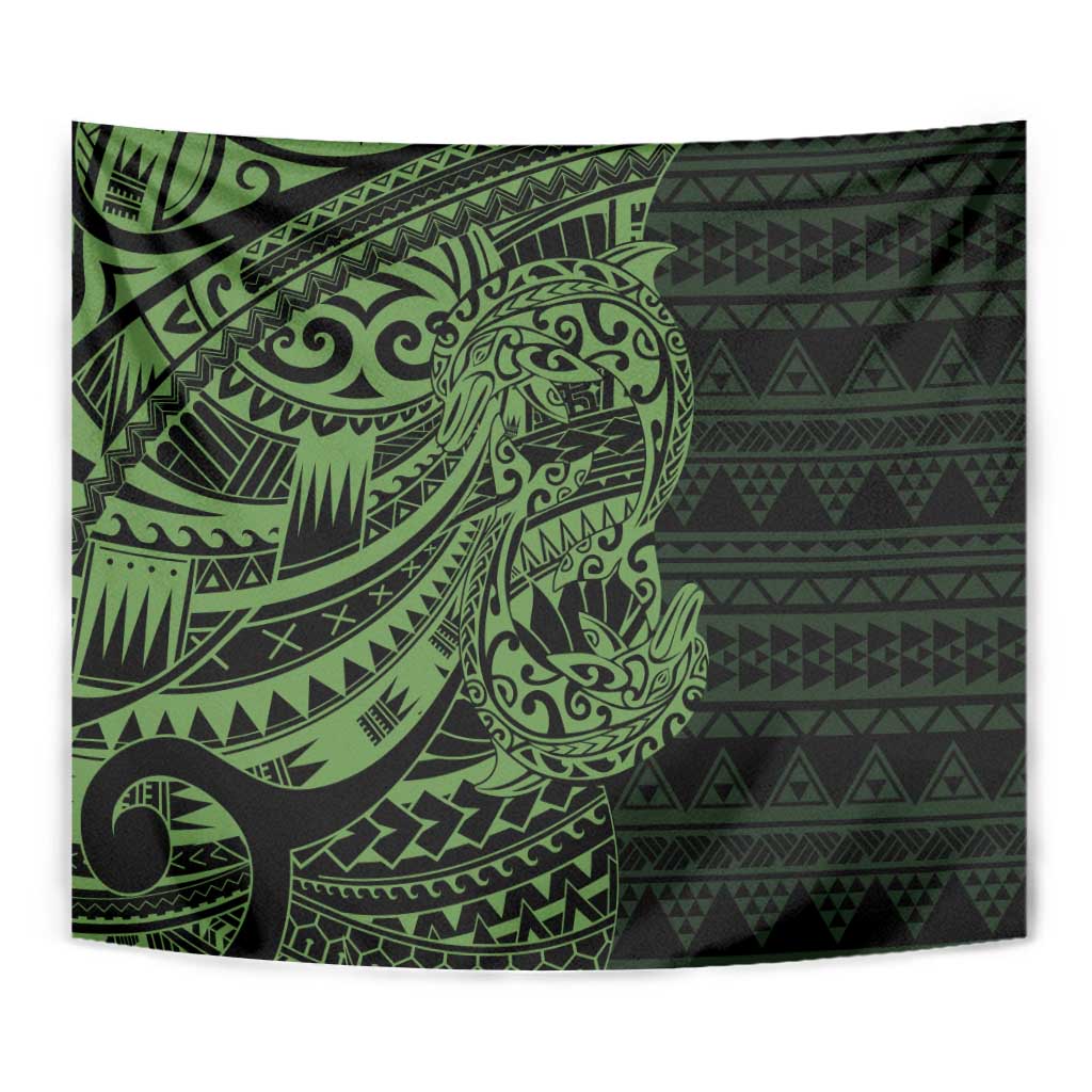 Green Couple Dolphins Maori Polynesian Style Tapestry LT9 - Polynesian Pride