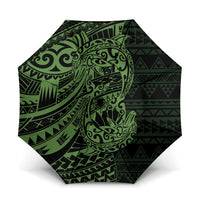 Green Couple Dolphins Maori Polynesian Style Umbrella LT9 One Size Folded 11.42 inch Opened Diameter 37.4 inch Green - Polynesian Pride